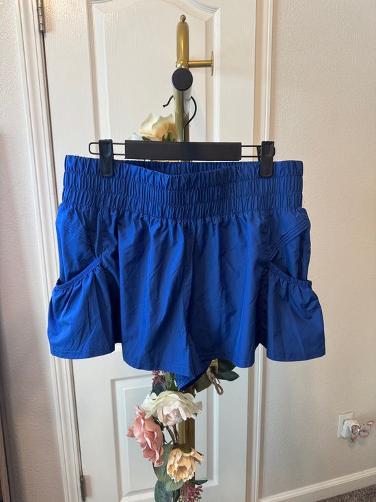 Free People Pants - Free People Blue Women's Athletic Shorts with Smocked Waist